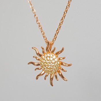 Chain "Sun" Xuping with a pendant of white crystals, diameter 20.5 mm, length 45-50 cm, thickness 1 mm