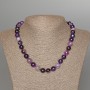 Purple Agate Necklace with Natural Stone Smooth Beads, 10 mm Diameter, 47 cm Length