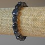 Bracelet with black agate natural stone bars, diameter 9×12 mm, length 18 cm (stretch)