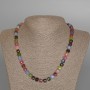 Assorted Natural Stone Beaded Necklace with Faceted Cube Beads, 7 mm Diameter, 48 cm Length