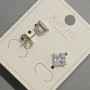 Xuping stud earrings with white crystal, 6 mm diameter, rhodium-plated