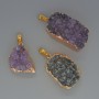 Amethyst Druzy Geode Pendant in a Golden Setting, diameter 19x27 mm ±, length 35 mm ±