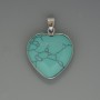 Pendant Turquoise Heart, diameter 26x26 mm +/-, length 36 mm +/- in a silver bezel