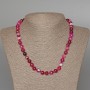 Raspberry Agate Beaded Necklace, Natural Stone, Smooth Beads, 8 mm Diameter, 47 cm Length