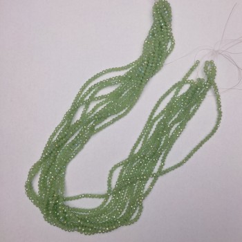 Beads Czech Crystal green with a gasoline tint, faceted rondelle, diameter 3x2.5 mm, length 40 cm +/- on beading thread