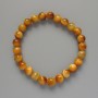 Yellow Cat's Eye Bracelet, Natural Stone, Smooth Beads, Diameter 8.5 mm, Length 18 cm ± (Stretch)
