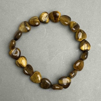 Bracelet 'Heart' with Tiger's Eye natural stone, 10x10x5 mm diameter, length 18 cm, (stretch)