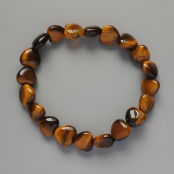 Bracelet 'Heart' with Tiger's Eye natural stone, 10x10x5 mm diameter, length 18 cm, (stretch)