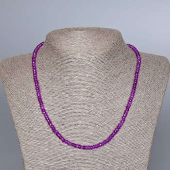 Necklace with synthetic amethyst faceted rondelles, diameter 4.5×2.5 mm, length 48 cm