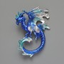 Dragon Brooch-Pendant with Blue-Gray Enamel, Silver Metal, 42×58 mm