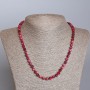 Necklace Raspberry Cat's Eye natural stone faceted cube, 5x5 mm, length 49 cm