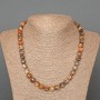 Sunstone Necklace with natural faceted cube, 8 mm diameter ±, length 50 cm ±, with seed beads