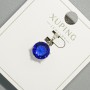 Xuping Pendant with Blue Crystal, Diameter 9mm, Length 17mm, Rhodium
