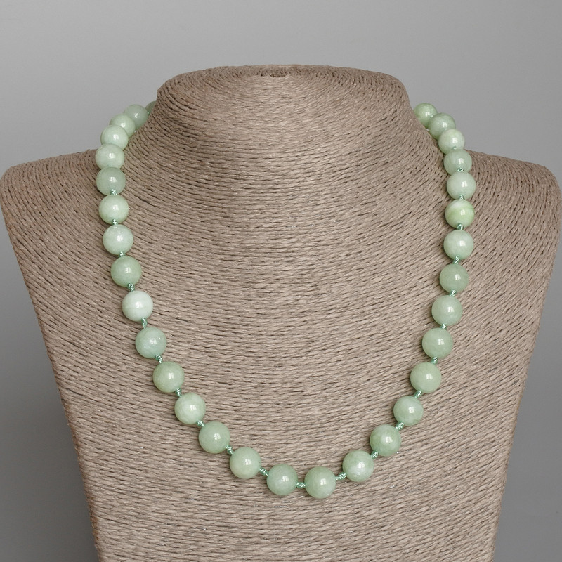 Natural Amazonite Necklace with Smooth Beads, 10.5 mm Diameter, 49 cm Length