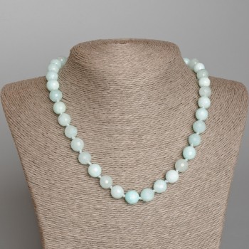 Angelite Necklace with natural stone, faceted bead, diameter 10mm+-, length 46cm+-,