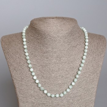 Angelite necklace with natural stone, faceted bead, 6mm diameter, 49cm length