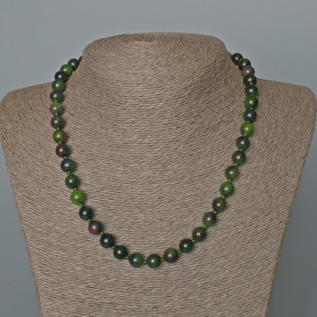 Natural Zoisite Necklace, smooth beads, diameter 8.5 mm, length 49 cm