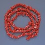 Carrot-orange natural coral beads, nugget shape, diameter 9x4 mm, length 90 cm on thread