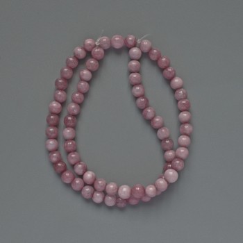Kunzite beads (synthetic) smooth spheres, 6mm diameter, 39 cm long on thread