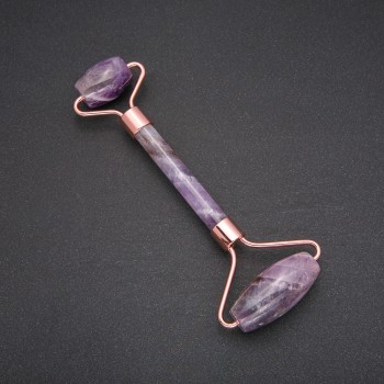Amethyst Roller Massager with Gold-Toned Metal, 14.5 cm