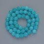 Aquamarine Beads, Natural Stone, Faceted Balls, 8mm Diameter, 38 cm Length on Thread