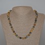 Cat's Eye Necklace, Yellow-Gray, Natural Stone, Smooth Beads, 8 mm Diameter, 48 cm Length