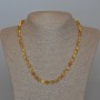 Yellow Cat's Eye Necklace with Natural Stone, Smooth Bead, Diameter 6.5 mm, Length 49 cm