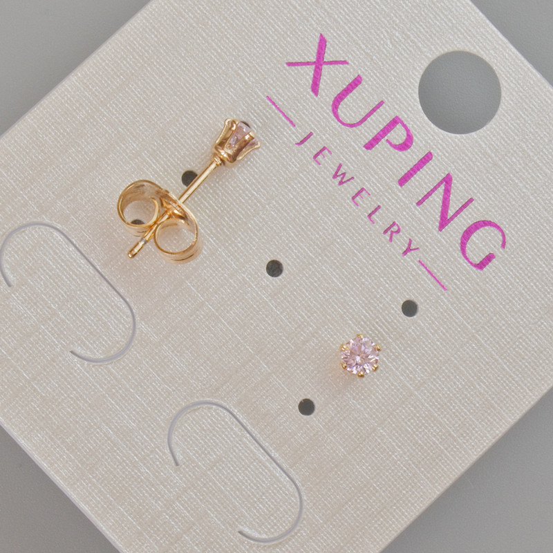Xuping Stud Earrings with Purple Crystal, 4 mm Diameter ± 18K Gold Plating