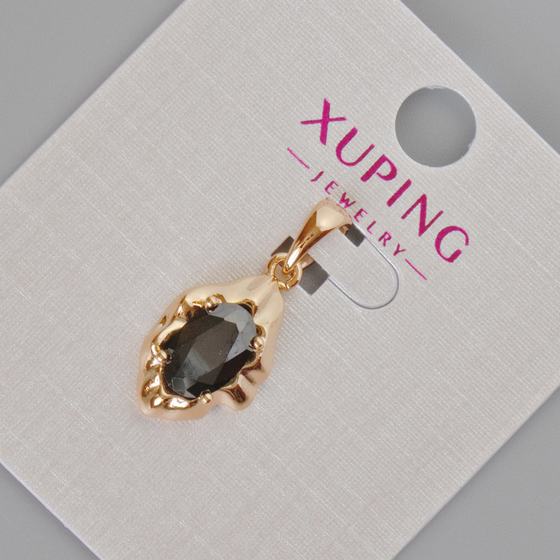Pendant Xuping with a Black Crystal, diameter 24x11 mm ± 18K Gold Plating