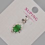 Xuping Pendant with Green Crystal, 24×11 mm, Rhodium-plated