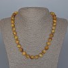 Yellow Cat's Eye Necklace, natural stone, smooth beads, diameter 10.5 mm, length 49 cm