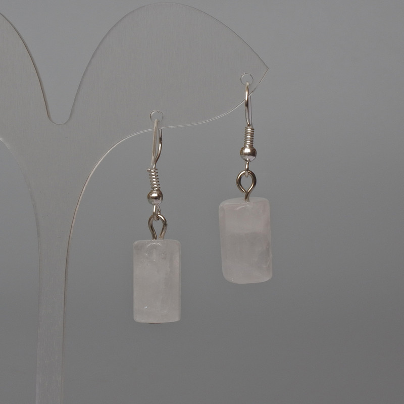 Rock Crystal Earrings, Faceted Cylinder, Diameter 10x16mm (+/-), Length 37mm (+/-)