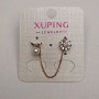 Ball Stud Earrings Xuping 18K Gold Plated with White Crystals and Bead, 8 mm Diameter, 6 cm Length