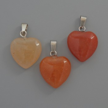 Carnelian Heart Pendant, diameter 15x15x6 mm, length 23 mm