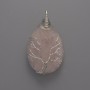 Pink Rose Quartz Pendant in Silver-Tone Wire-Wrapped Setting, diameter 46x26x10mm+