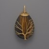 Tiger's Eye Pendant in Golden Wire Wrap, diameter 44×24×9 mm+