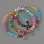 Assorted Smooth-Bead Bracelet, 6.5 mm diameter, 18 cm length (stretch) with metal inserts