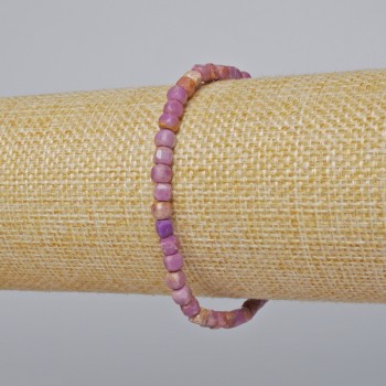 Phosphosiderite bracelet with natural stone faceted cube beads, 4mm diameter, 18cm length (stretch)