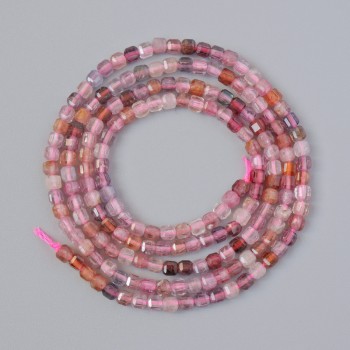 Faceted Tourmaline Beads, Natural Stone, 2 mm Diameter, 39 cm Length, On Thread