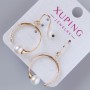 Earrings Xuping with White Crystals and a Bead, diameter 25x19, 5 mm, length 37 mm ±, no clasp, 18K gold plating