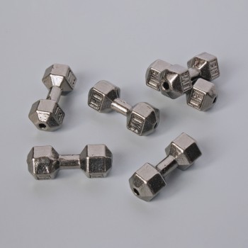 Bead finding 'Dumbbell', diameter 8x19, 5 mm ±, pack 6 pcs ± dark-silver metal color