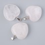 Pendant 'Heart' Rose Quartz natural stone, diameter 20x20x9mm+-, length 28mm+-