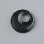Donut Pendant (Bagel) Black Agate natural stone, diameter 18x5 mm +-, hole diameter 5 mm +