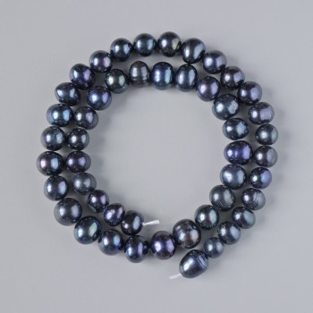 Black freshwater pearl beads, diameter 8.5×7 mm, length 35 cm on thread