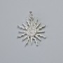 Pendant "Sun" with white crystals, silver metal, diameter 21x20mm+
