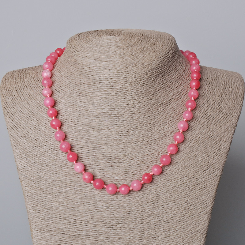 Tourmaline Necklace (Synthetic) Smooth Beads, 8mm Diameter, Length 45–48 cm