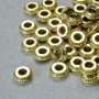 Bead-insert findings, diameter 3x7mm +/-, hole diameter 2.6mm, gold-tone metal, pack 20 g +/- 48 pcs