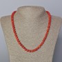 Natural Coral Necklace, Smooth Rondel, 7x5 mm, 45-49 cm