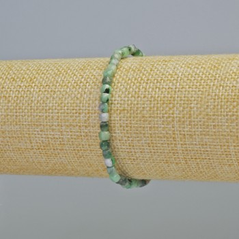 Emerald Bracelet with a natural gemstone, faceted cube, 4 mm diameter ± (stretch), length 18 cm+