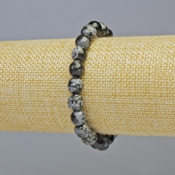 Bracelet Snow Obsidian 'Apache Tears', natural stone, faceted bead, diameter 8mm ± (stretch), length 18cm+